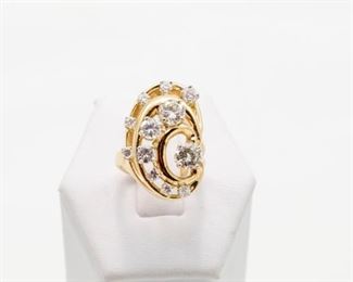 14k yellow gold diamond ring with total weight of round brilliant cut diamonds of 1.75 Ct.