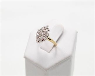 14k yellow gold diamond ring with total round brilliant cut diamonds of 0.66 Ct.