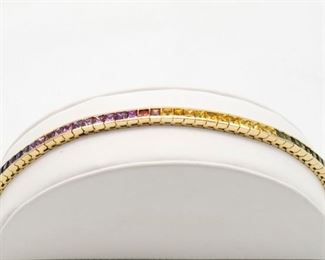 14k yellow gold natural sapphire bracelet                                     Total sapphire weight 17.15 Ct.