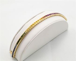 14k yellow gold natural sapphire bracelet                                     Total sapphire weight 17.15 Ct.
