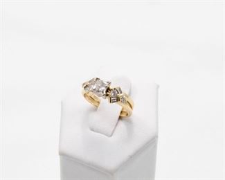 14k yellow gold bridal set ring , square diamond weight 0.79 Ct. 
