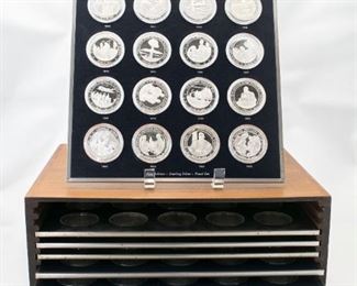 Complete first edition sterling silver proof set of Franklin mint history of the united states  coin.