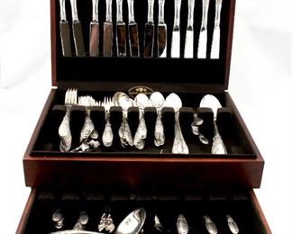 Sterling silver flatware set with serving pieces 