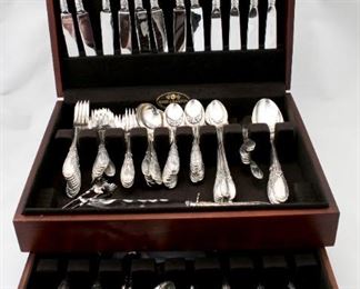 Sterling silver flatware set with serving pieces 