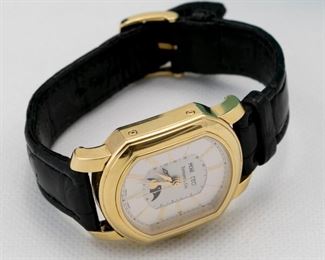 Tiffany and Co 18K Moonphase Triple Date Skeleton Back Watch