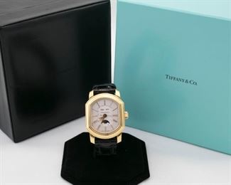 Tiffany and Co 18K Moonphase Triple Date Skeleton Back Watch