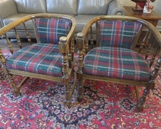 Captain's Chairs Plaid Upholstery
with accent pillow
