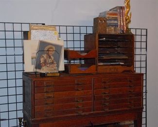 Oak lateral file for art work, maps or documents