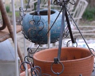 Lots of planters and yard art
