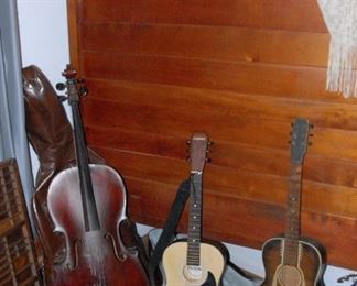 Musical instruments with awesome Victorian High Back bed in beautiful cherry wood.