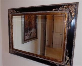 black/gold gilt beveled large wall mirror