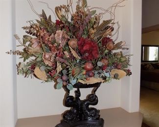 large silk floral arrangement in bronze