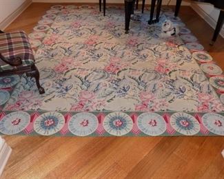 hand made needlepoint rug 9" by 12"