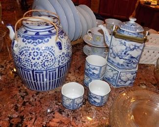 Asian tea set and urn