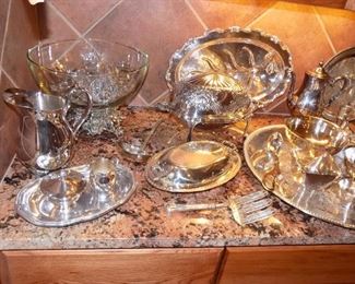 silverplate serving pieces....punch bowl