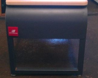 New Balance welded metal with laminate style top bench  Approx: 30" x 15" x 15"H