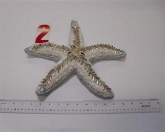 Assorted New with tags nautical decor All year round starfish, dolphins, seahorses, conch shells, jellyfish, full & 1/2 clams ornaments, wreaths & trees