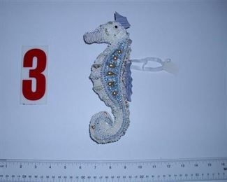 Assorted New with tags nautical decor All year round starfish, dolphins, seahorses, conch shells, jellyfish, full & 1/2 clams ornaments, wreaths & trees  aquatic seahorse