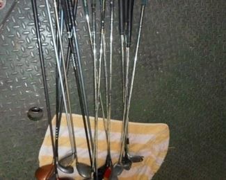 Assorted used irons & woods golf clubs ie: Callaway Big Bertha, Taylormade, Ping Etc.