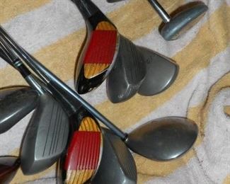 Assorted used irons & woods golf clubs ie: Callaway Big Bertha, Taylormade, Ping Etc.