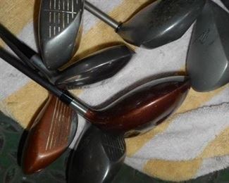 Assorted used irons & woods golf clubs ie: Callaway Big Bertha, Taylormade, Ping Etc.