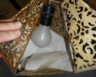 Ornate Asian brass hanging light with chain