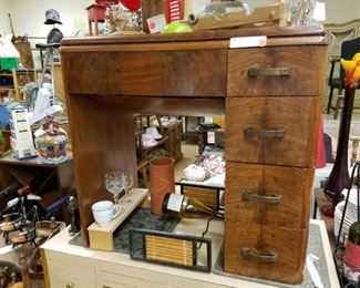 Burled wood 4 drawer sewing cabinet (no machine) repurpose Vanity