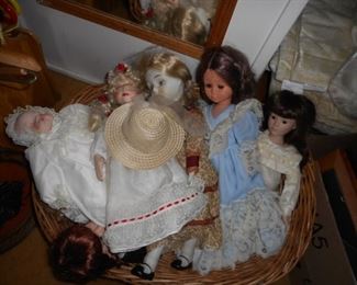 Assorted vintage porcelain face dolls