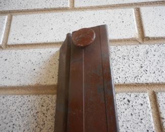 MCM mid century wood grain style metal twin head & foot boards with rails