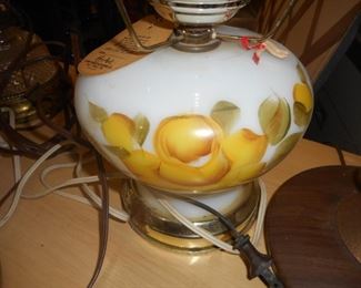 Vintage Hand Painted Hy Art Lamp Manufacturers hurricane table lamp with tags