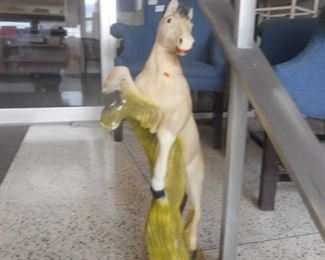 2 Vintage 1950's? chalkware white stallions