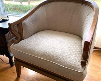 Pair vintage barrel chairs