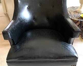 Retro leather hob-nailed armchair