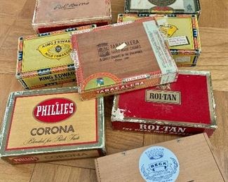 Cigar boxes filled with stamps