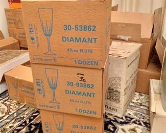 Several boxes of glassware