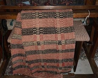 ANTIQUE COVERLET WITH DAMAGE