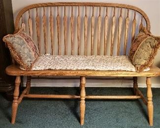 Antique bench. Well this can go at the end of a bed or hallway, entryway, kitchen for seating at a farmhouse table, or you name it. So many uses!