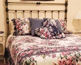 Vintage Metal bed and bedding for sale