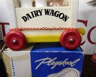 Playskool Wooden Dairy Wagon in Original Box