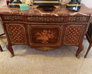 Louis XVI Style Side Table With Marble Top