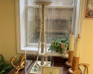 Limited Edition Space Needle Replica. Number One Of Limited Edition....Approx 42" Tall With Lucite Case. Certificate Of Authenticity Included