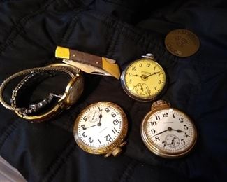 Pocketwatches, watches, and lots of costume jewelry. 