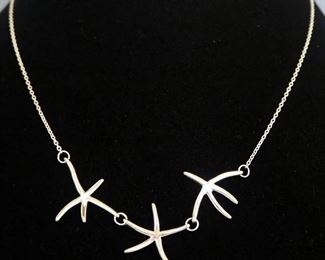 Tiffany & Co Elsa Peretti Sterling Silver 3 Starfish Design Necklace