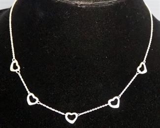 Tiffany & Co Elsa Peretti Sterling Silver 5 Open Hearts Necklace