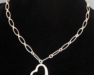 Tiffany & Co Elsa Peretti Sterling Silver Open Heart Necklace