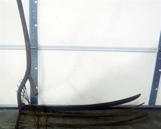 Antique Ash Cradle Scythe, 44" Long Tines