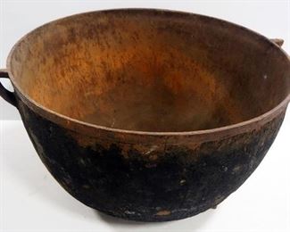 Antique Cast Iron Cauldron With Spider Legs, Late 18th - 19th Century Ear Style, 13" High x 22.75" Diameter