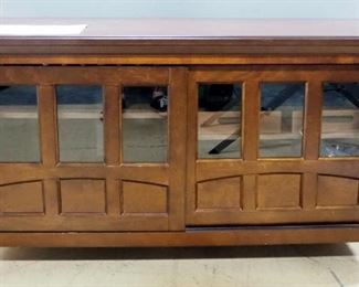 Altra Television Cabinet With 2 Sliding Doors, Adjustable Shelves On Each Side And 2 Removable Wood Trays, With Manual, 27" H x 49.4" W x 21.25" D