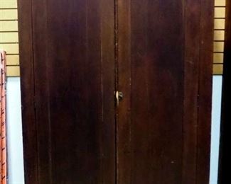 Antique Armoire On Wheels, 72.5" H x 44.5" W x 21.5" D, Includes Key