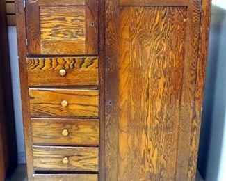 Antique Chifferobe With 5 Drawers, Storage Cubby, And Armoire Area, 52" H x 39.5" W x 17.5" D